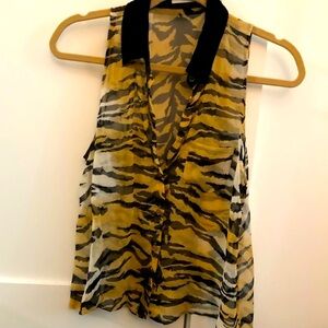 Equipment Animal Print Silk Blouse